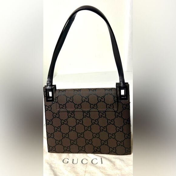 Gucci Brown and Black GG Monogram Shoulder Bag - Picture 4 of 17